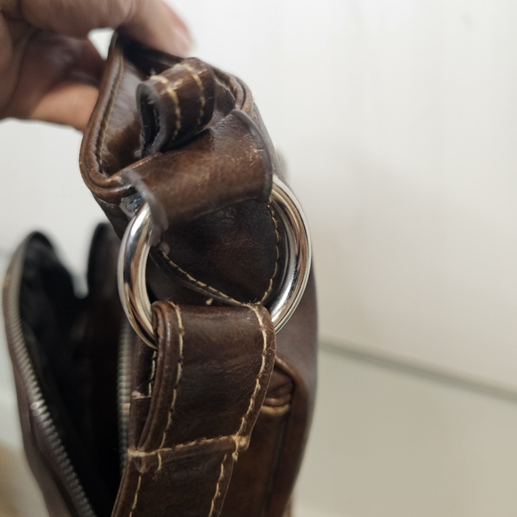 [Via Roma] Dark Brown Vegan Leather Messenger Crossbody Bag - Picture 14 of 16